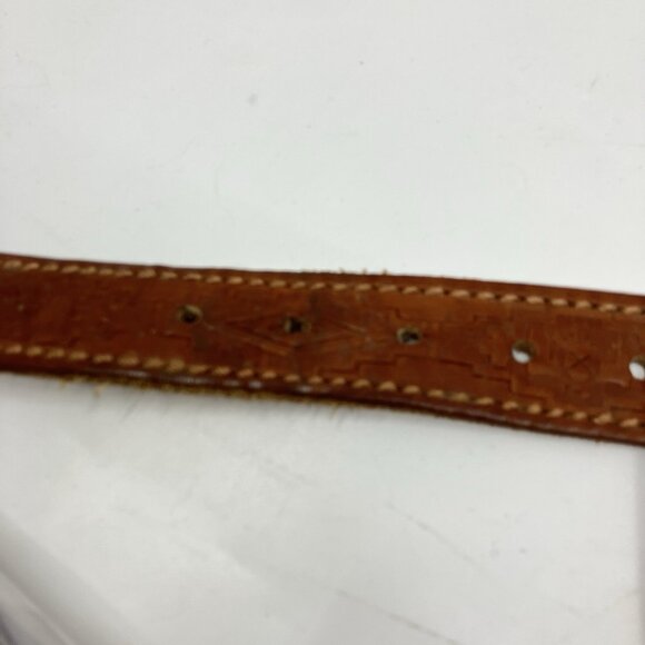 Dalmy's Bridle Leather Belt Womens S Tooled Brown Equestrian - Picture 6 of 8